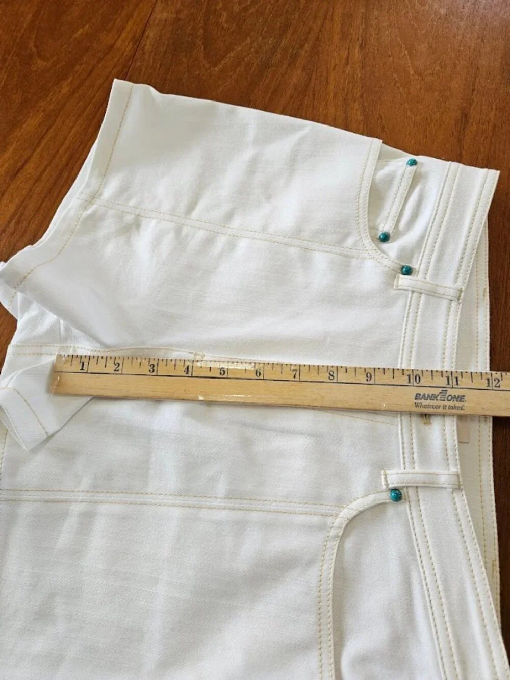 Cinq a Sept Turquoise Embellished Ceil Shorts Denim White 4 - Picture 11 of 12